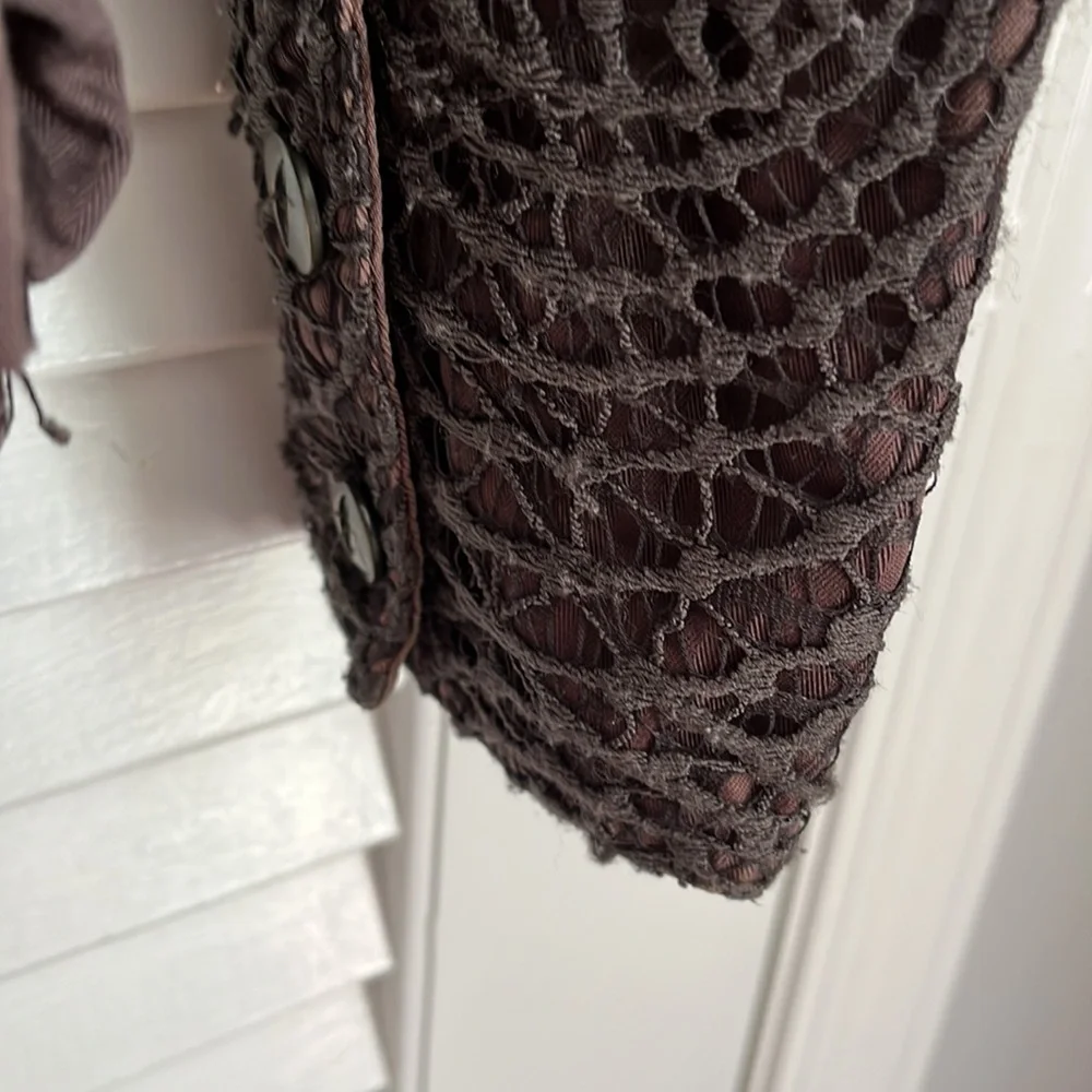 Hei Hei by Anthropologie Faroe Anorak crochet lace trimmed military jacket